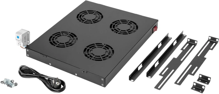 Sufitowa jednostka chłodząca do szaf serwerowych Digitus 4 x Fans Black (DN-19 FAN-4-HO-SW) - obraz 5