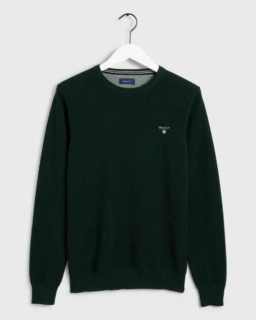 Світшот GANT Dark Green Cotton Pique Crew 80021 2XL - Фото 1 Світшот GANT Dark Green Cotton Pique Crew 80021 2XL - изображение 1