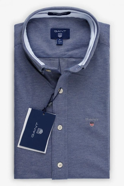 Сорочка Gant Pique Solid Slim Fit Shirt М0126133 Persian blue S - изображение 5