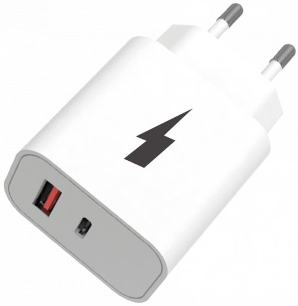 Ładowarka sieciowa Winner Group USB-C + USB-A PPS QC PD 20 W White (8591194115080) - obraz 1