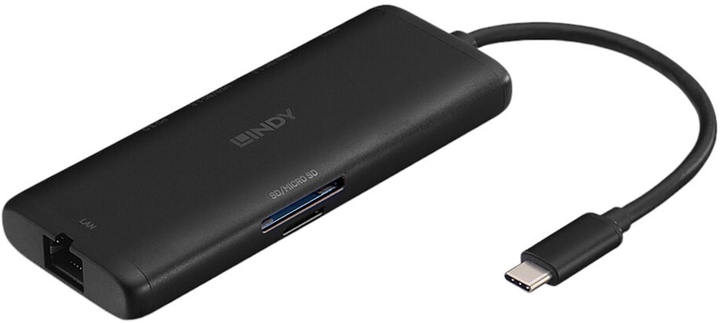 Stacja dokująca Lindy DST-Mini USB Type-C - USB x2, USB Type-C, HDMI, RJ-45, SD, Micro SD Black (4002888433587) - obraz 2