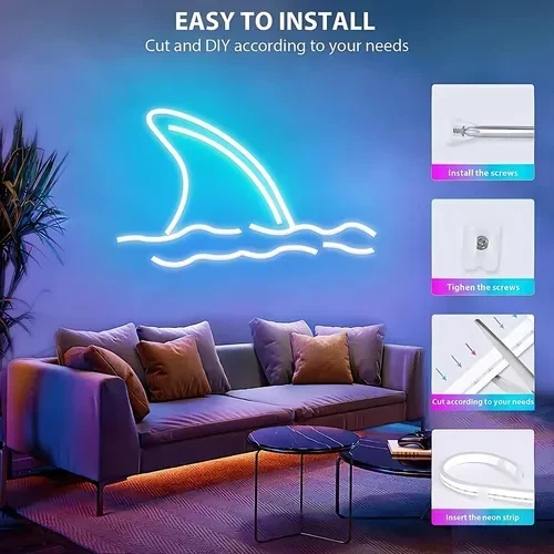 Неоновая светодиодная лента гибкий неон RGB USB Bluetooth Разноцветная 5 метров - Фото 4 Неоновая светодиодная лента гибкий неон RGB USB Bluetooth Разноцветная 5 метров - изображение 4