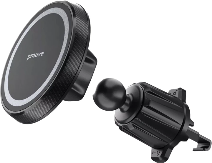 Автодержатель для телефона Proove Carbon Magnetic Air Outlet Car Mount Magnetic Ring Black (484030001) - изображение 4
