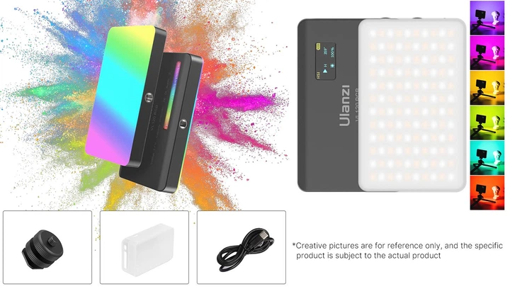 Накамерный свет светодиодная панель ULANZI VL120 RGB Black с регулятором яркости и 20 светоэффектами (2500-9000K, 3100мАч) - Фото 12 Накамерный свет светодиодная панель ULANZI VL120 RGB Black с регулятором яркости и 20 светоэффектами (2500-9000K, 3100мАч) - изображение 12