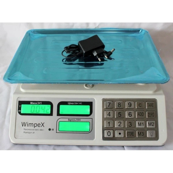 Весы торговые электронные металлические кнопки 50 кг/6v/2 г Wimpex WX 00500488 - изображение 3