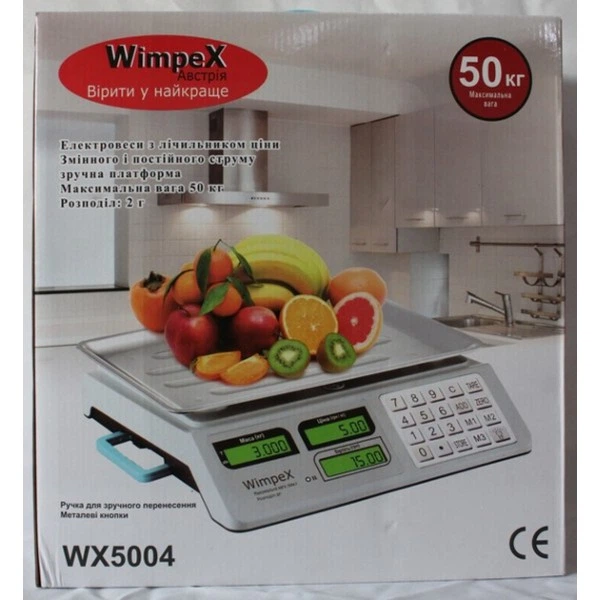 Весы торговые электронные металлические кнопки 50 кг/6v/2 г Wimpex WX 00500488 - изображение 4