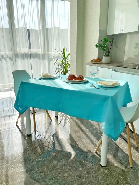 Скатерть водоотталкивающая Delux Textil Голубая 140 х 110 см (366700) - изображение 2