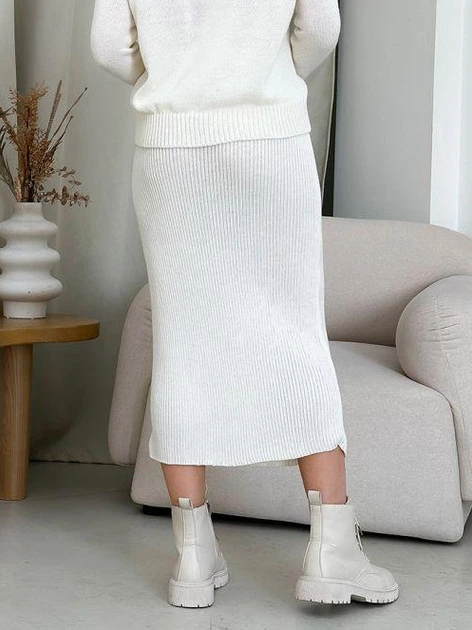 Юбка миди осенняя прямая женская ARTKNIT Jolie S-M Молочная (4823093444089) - изображение 2