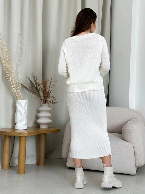 Юбка миди осенняя прямая женская ARTKNIT Jolie S-M Молочная (4823093444089) - изображение 4