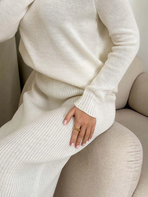Юбка миди осенняя прямая женская ARTKNIT Jolie S-M Молочная (4823093444089) - изображение 7