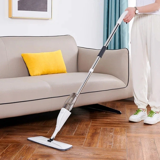 Розумна швабра з розпилювачем та подвійною щіткою 3в1 Spray Healthy Mop довга ручка управління розбризкуванням води універсальна Біла 003l - Фото 2 Розумна швабра з розпилювачем та подвійною щіткою 3в1 Spray Healthy Mop довга ручка управління розбризкуванням води універсальна Біла 003l - зображення 2