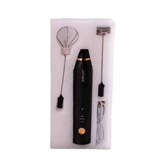 Спінювач молока Sokany SK-201A Hand Mixer USB 1200mAh White капучинатор для молока Чорний 4734473 - Фото 3 Спінювач молока Sokany SK-201A Hand Mixer USB 1200mAh White капучинатор для молока Чорний 4734473 - зображення 3