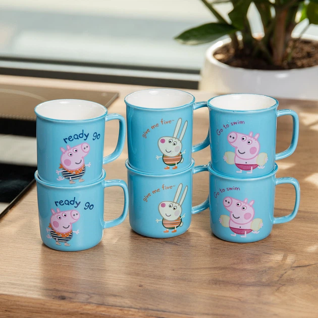 Набір із 6 чашок Peppa Pig, 150 мл, синій. - Фото 6 Набір із 6 чашок Peppa Pig, 150 мл, синій. - зображення 6