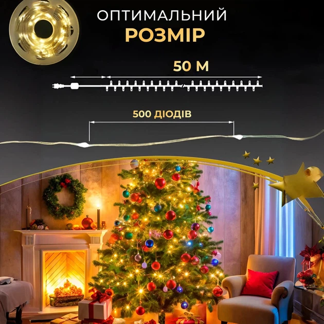 Гирлянда роса на пульте 50 метров на 500 led светодиодов капля зеленый провод желтая 500L50MGY - изображение 2