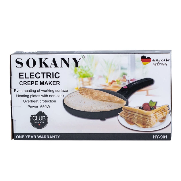 Блинница электрическая Sokany HY901W 20 см 650 Вт Белый - изображение 5