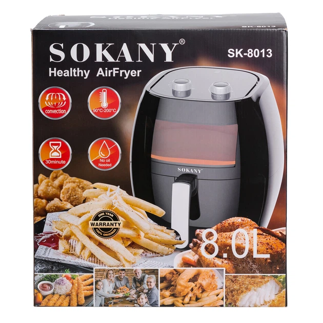 Аэрофритюрница Sokany SK-8013 на 8 литров, 1800 Вт черная - изображение 6