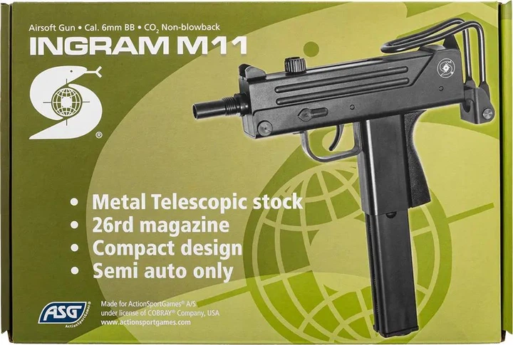 Пистолет-пулемет страйкбольный ASG Cobray Ingram M11 CO2 кал. 6 мм - изображение 3