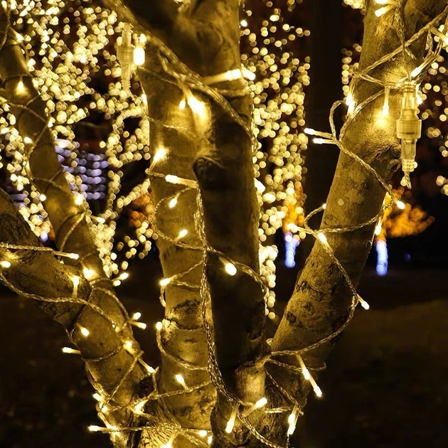 Гирлянда уличная "Нить" Xmas на 10 м 300 LED от сети с контроллером Теплый белый - Фото 4 Гирлянда уличная "Нить" Xmas на 10 м 300 LED от сети с контроллером Теплый белый - изображение 4