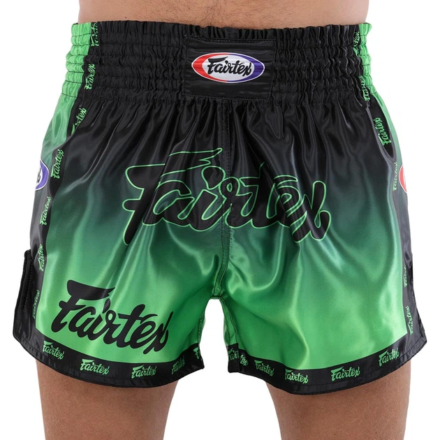 Шорты для тайского бокса и кикбоксинга Fairtex 9474 размер XL (48-50) Green-Black - изображение 2