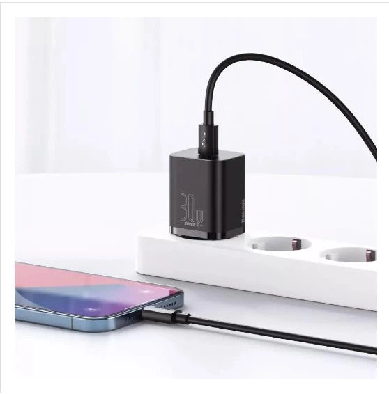 Мережевий Зарядний Пристрій Baseus Super Silicone Quick Charger 30W (Type-C) Black - зображення 3
