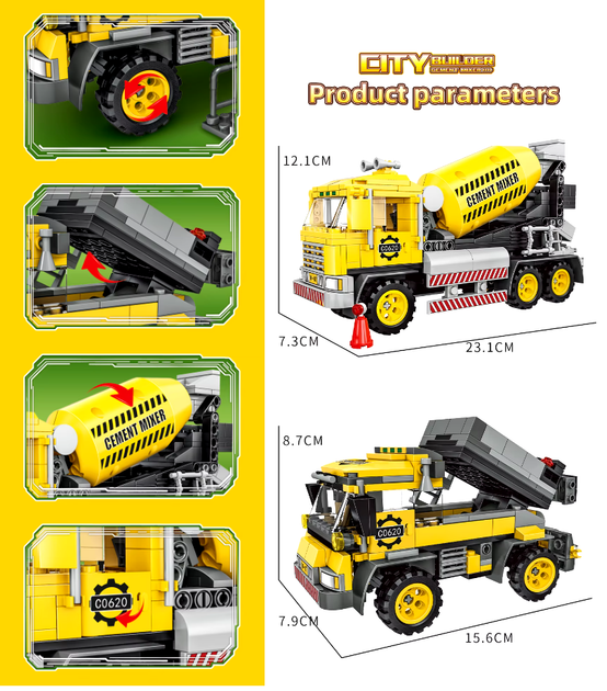 Конструктор Бетоносмеситель 2 в 1 Builder cement mixer развивающий WOMA 397 деталей - Фото 8 Конструктор Бетоносмеситель 2 в 1 Builder cement mixer развивающий WOMA 397 деталей - изображение 8