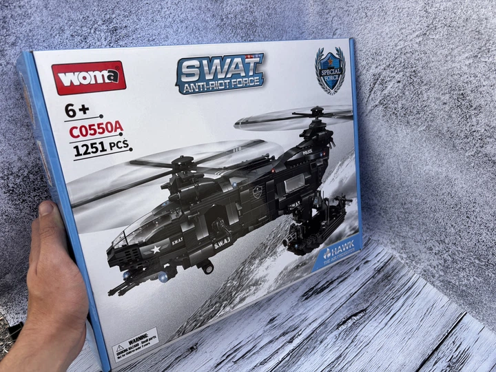 Конструктор SWAT Anti-riot forse гелікоптер та човен WOMA 1251 деталей - Фото 3 Конструктор SWAT Anti-riot forse гелікоптер та човен WOMA 1251 деталей - зображення 3