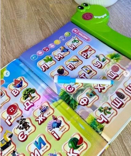 Развивающая интерактивная книга Виммельбух WToys 19 тем, сказки, песни, загадки, озвучивание на украинском, скороговорки, сенсорные кнопки, маркер “пиши-вытирай” (51822) - изображение 2