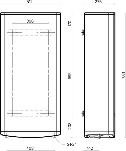 Водонагреватель электр. плоский слим VELIS TECH 80 EU, 80л, 2*1,5кВт Ariston (teh0026282) - изображение 4