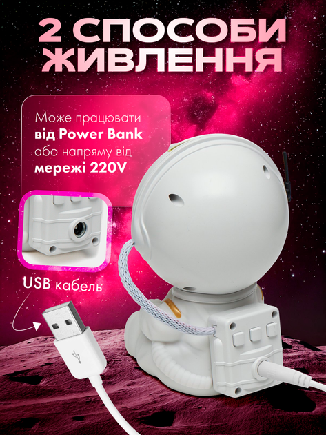 Проектор нічник зоряне небо космонавт астронавт лазерний 3д галактики нічники зоряного неба світлодіодний в спальню лампа 3d дитячий розумний світильник на стелі зіркове небо для дітей сидячий 3 d з пультом режимів туманностей Astro - зображення 10