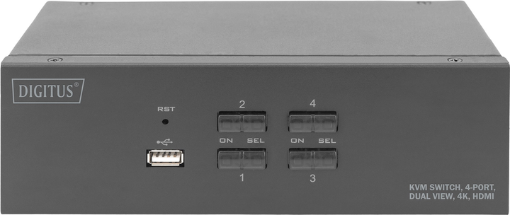 Przełącznik KVM Digitus 4-Port Dual View HDMI 4K Black (DS-12883) - obraz 2