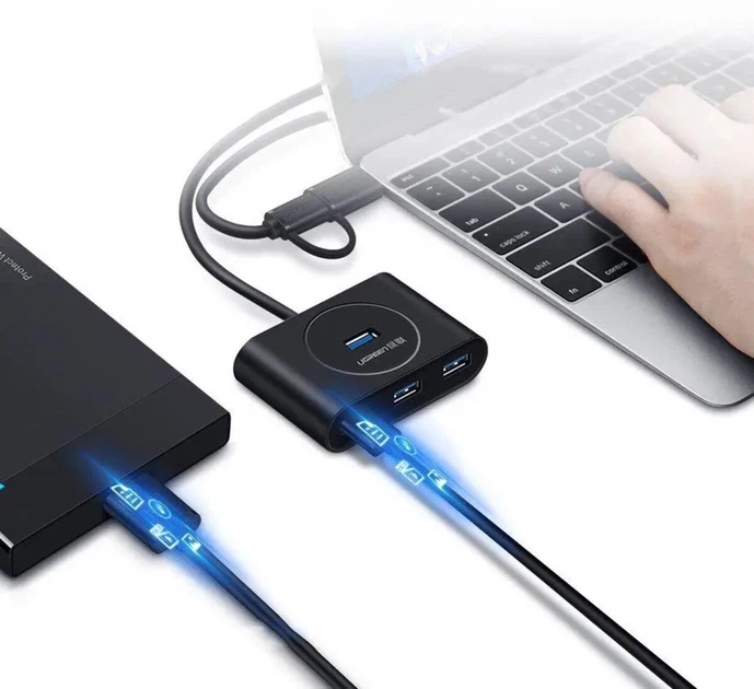 USB-хаб UGREEN 4xUSB3.0 Hub 0.5m Black (UGR-20290) - Фото 3 USB-хаб UGREEN 4xUSB3.0 Hub 0.5m Black (UGR-20290) - зображення 3