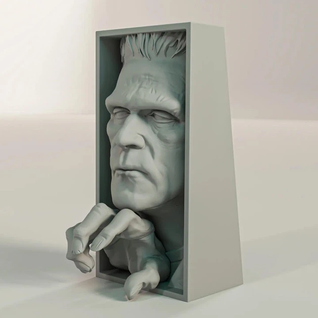 Ексклюзивний обмежувач для книг у стилі Франкенштейн (Frankenstein). Декоративна статуетка для книг з маскою героя. Декор для книжкових полів (білий) HoldMyBeer - зображення 6