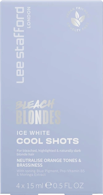 Тонуючі ампули з синім пігментом Lee Stafford Bleach Blondes Ice White Cool Shots ,4 x 15мл - Фото 4 Тонуючі ампули з синім пігментом Lee Stafford Bleach Blondes Ice White Cool Shots ,4 x 15мл - изображение 4