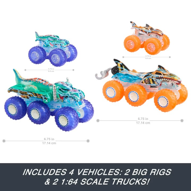 Нaбір гоночних машинок Hot Wheels Monster Trucks Power Smashers Toy Truck & Big Rig Multipack 4 шт (194735247776) - зображення 4