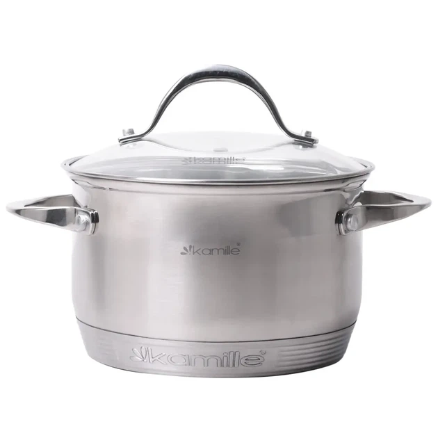 Кастрюля Kamille из нержавеющей стали 5,1 л с крышкой и стальными ручками, 7-слойное дно (Ø22 см x 13,5 см), 4722S - Фото 4 Кастрюля Kamille из нержавеющей стали 5,1 л с крышкой и стальными ручками, 7-слойное дно (Ø22 см x 13,5 см), 4722S - изображение 4