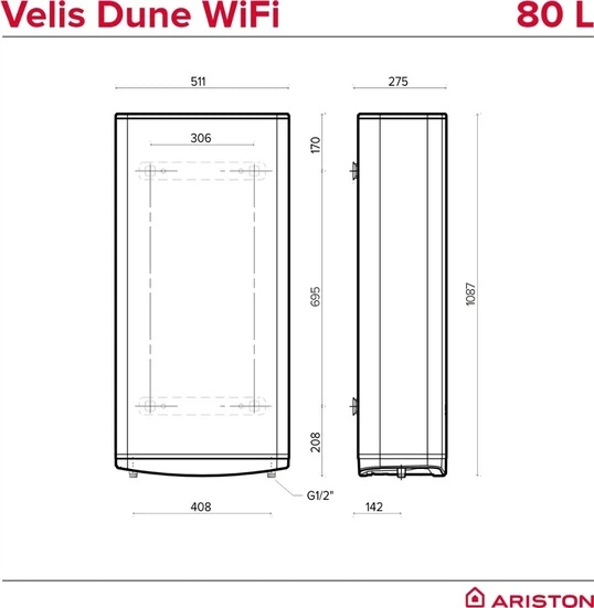 Бойлер Ariston velis dune wifi 80 eu (4018001) - зображення 5