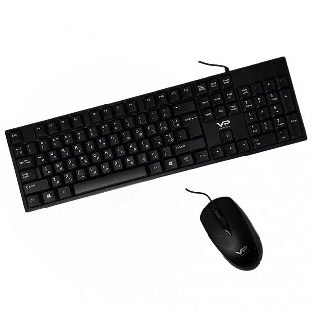 Компьютерные проводные клавиатура и мышка Veron X30 Черные - изображение 1