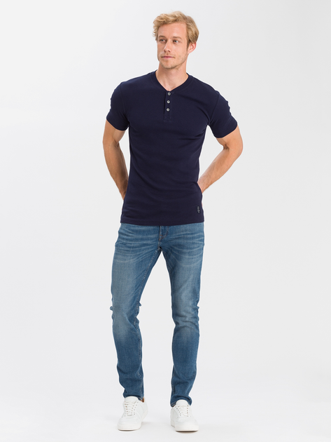 Koszulka męska bawełniana długa Cross Jeans 15495-001 3XL Granatowa (8697319015607) - obraz 3