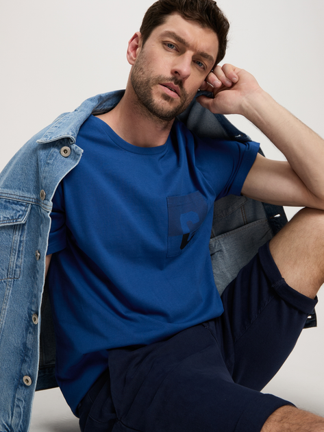 Футболка бавовняна довга чоловіча Cross Jeans 16015-014 XL Синя (8697319659665) - зображення 4
