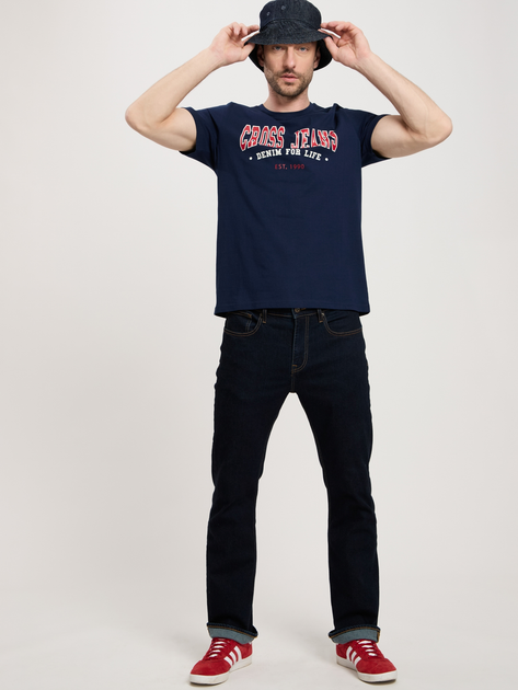 Koszulka męska bawełniana długa Cross Jeans 16016-001 2XL Granatowa (8697319659726) - obraz 3
