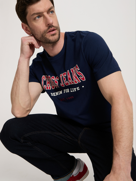 Футболка бавовняна довга чоловіча Cross Jeans 16016-001 L Темно-синя (8697319659702) - зображення 4