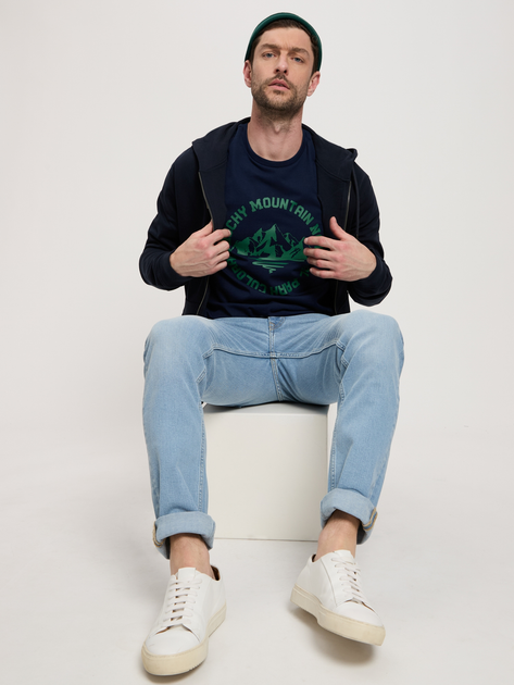 Футболка бавовняна довга чоловіча Cross Jeans 16017-001 S Темно-синя (8697319659788) - зображення 3