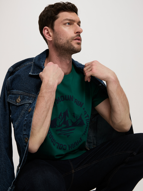 Футболка бавовняна довга чоловіча Cross Jeans 16017-027 XL Зелена (8697319659863) - зображення 4
