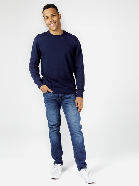Sweter męski z bawełny Cross Jeans 34228-001 L Granatowy (8697319062403) - obraz 3