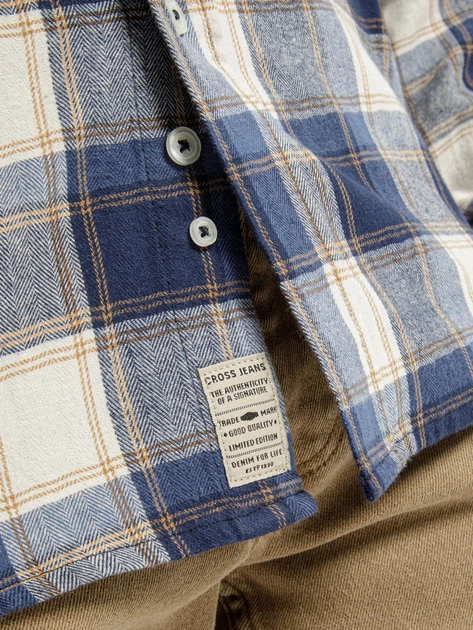 Сорочка бавовняна чоловіча Cross Jeans 35568-500 L Синя (8697319661224) - зображення 4