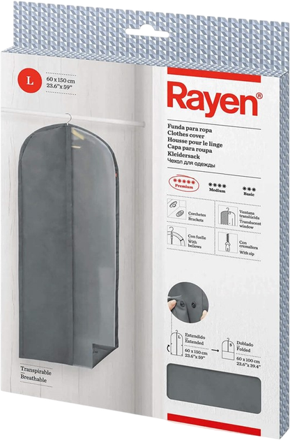 Pokrowiec na odzież Rayen Rozmiar L 60 x 150 cm (8412955201371) - obraz 5