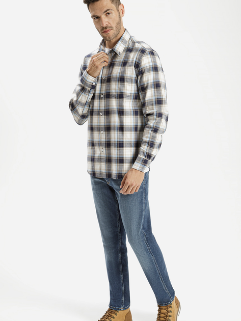 Сорочка бавовняна чоловіча Cross Jeans 35575-014 3XL Синя (8697319661552) - зображення 3