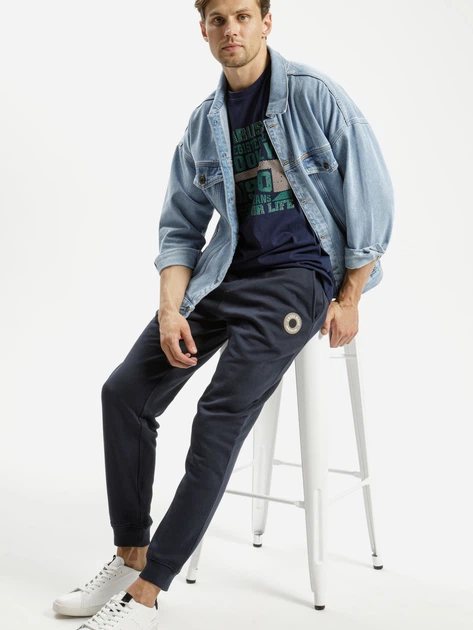 Spodnie dresowe męskie z kiszeniami Cross Jeans 49065-014 L Niebieskie (8697319662986) - obraz 3