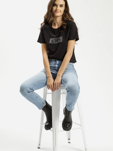 Koszulka damska bawełniana Cross Jeans 56145-020 S Czarna (8697319674842) - obraz 3