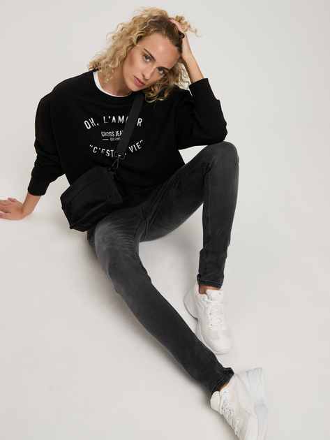 Bluza bez kaptura damska Cross Jeans 65426-020 XL Czarna (8697319674606) - obraz 3